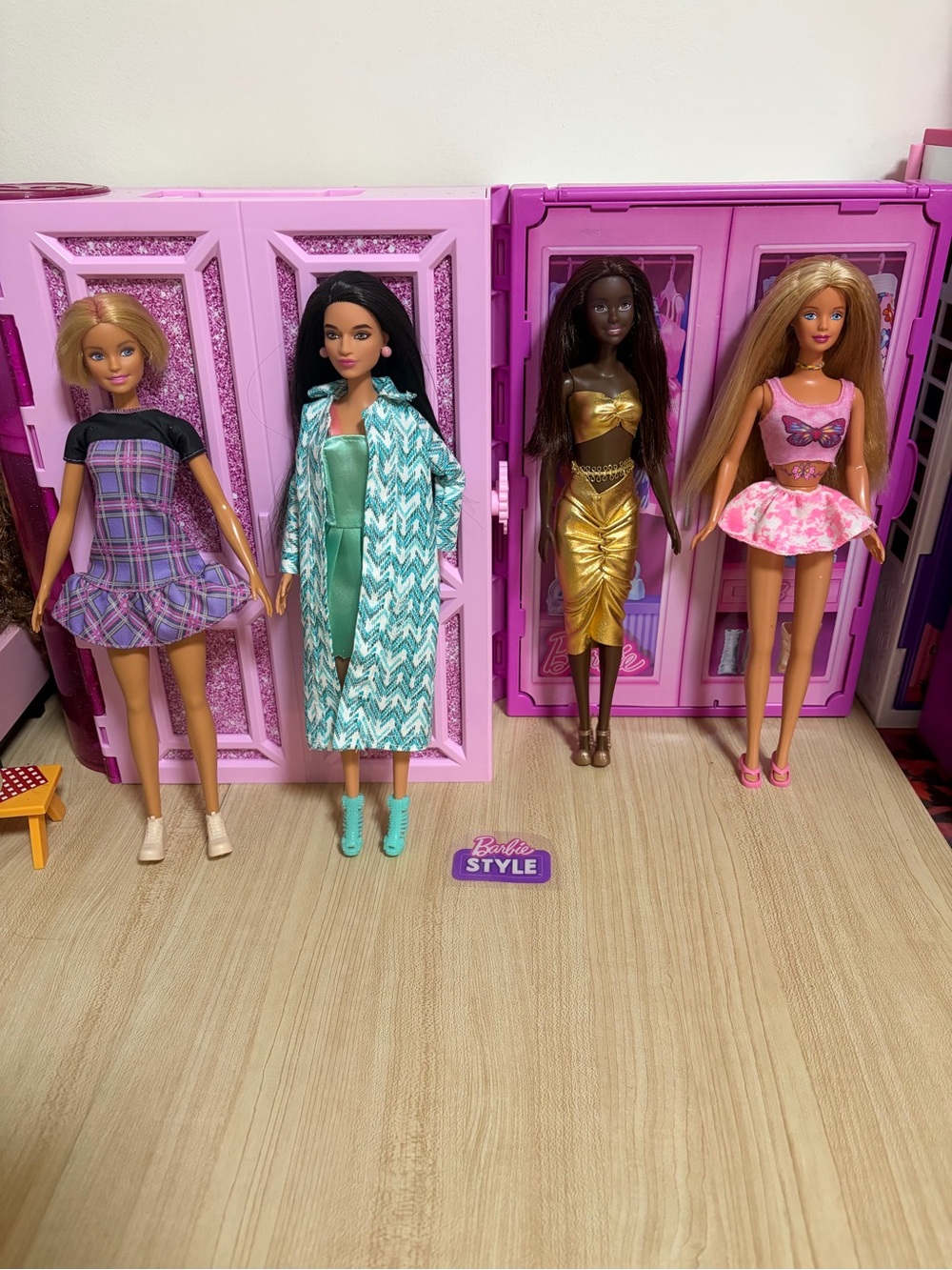 Barbie Dolls Fashion Set - Pink, Gold, Teal and Purple Styles